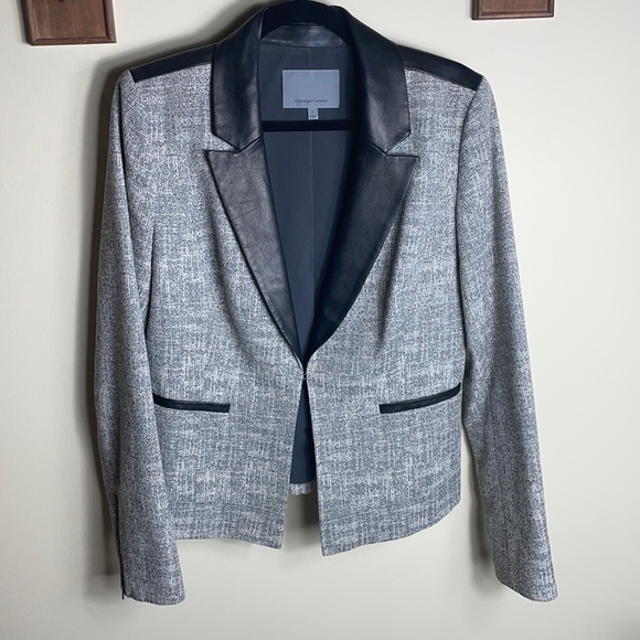 Classiques Entier Tweed and Leather Blazer - Picture 1 of 4